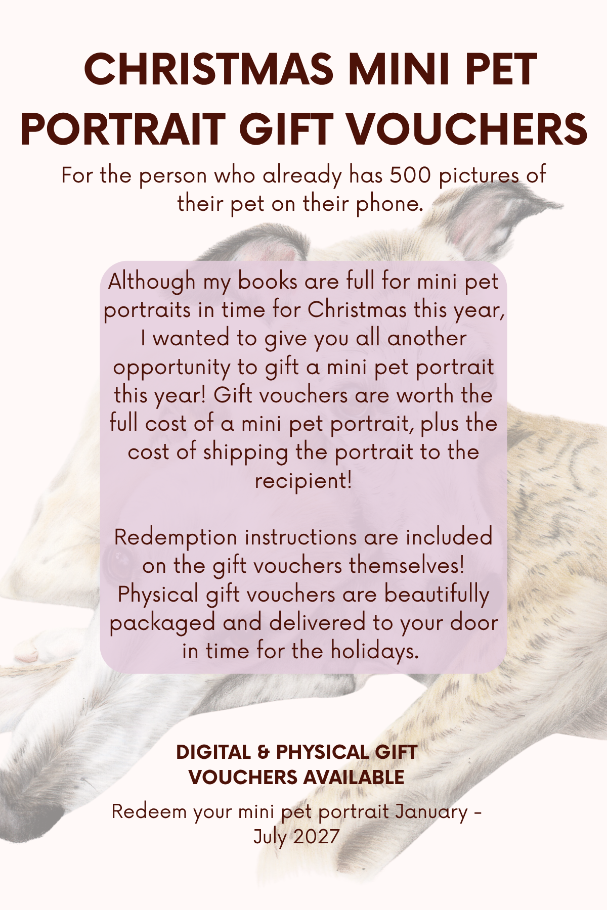 Mini Pet Portrait Christmas Gift Vouchers
