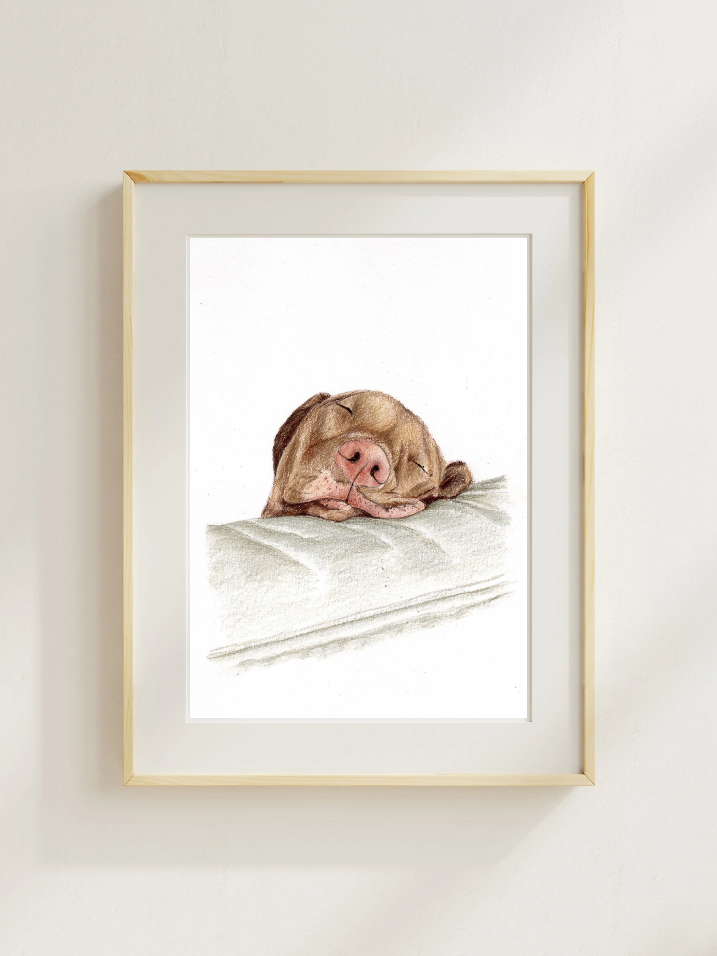 Sleepy dog art prints - mini pet portrait print